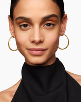 Pavé Crossover Hoop Earrings in 18K Yellow Gold with Diamonds, 1.75in